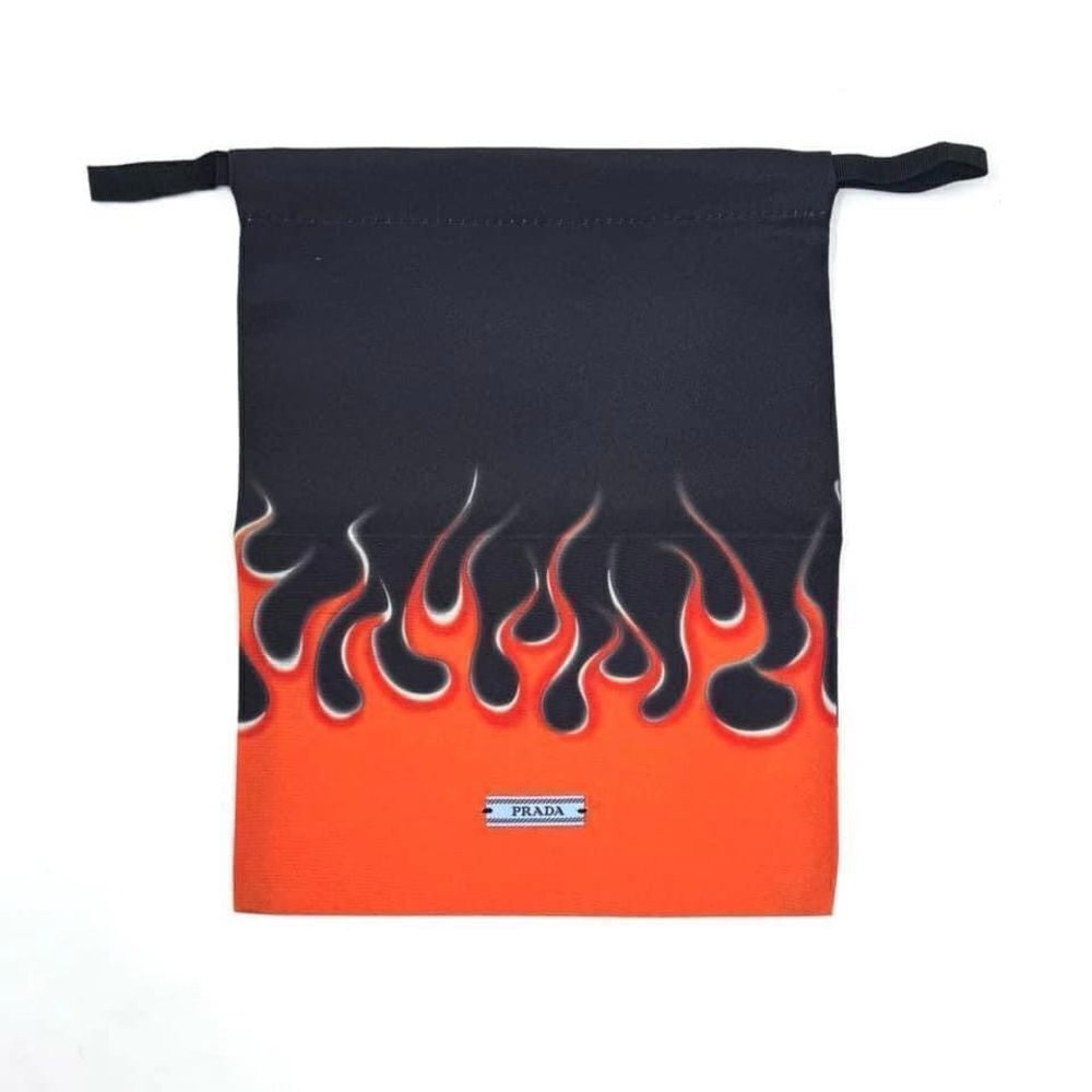PRADA Flame Drawstring Dust Bag in Orange/Black￨(Size 7.5" x 9")